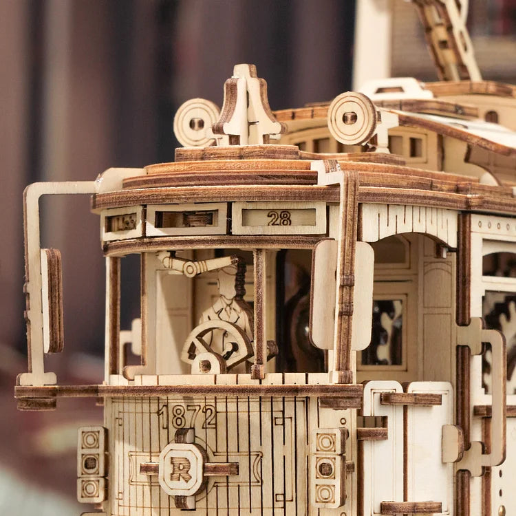 Robotime ROKR 3D DIY Wooden Puzzle Mechanical Models Classic City Tram