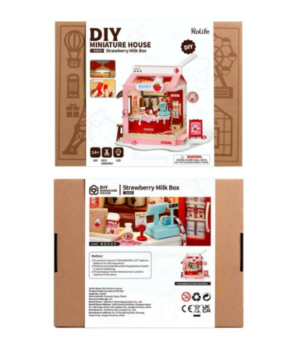 Robotime DIY Mini House Strawberry Milk Box
