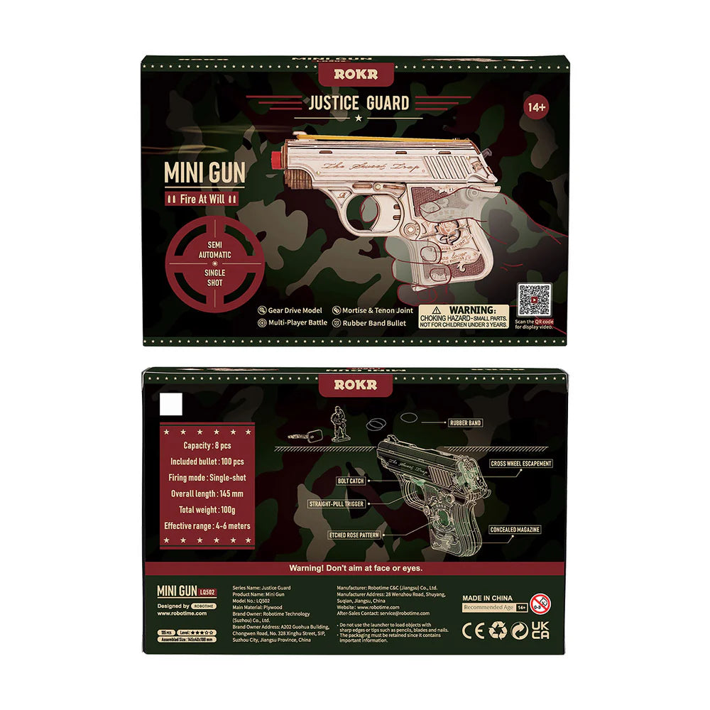 Robotime ROKR Mini Gun Wooden 3D Puzzle Toy Gun LQ502