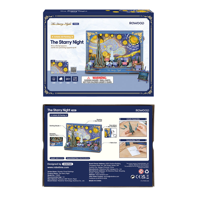 Robotime Rowood The Starry Night Wall Art 3D Wooden Puzzle TH003