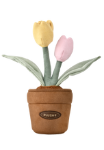 Load image into Gallery viewer, PlushWoods Yellow and Pink Tulip Plant Plush With Pot 25cm