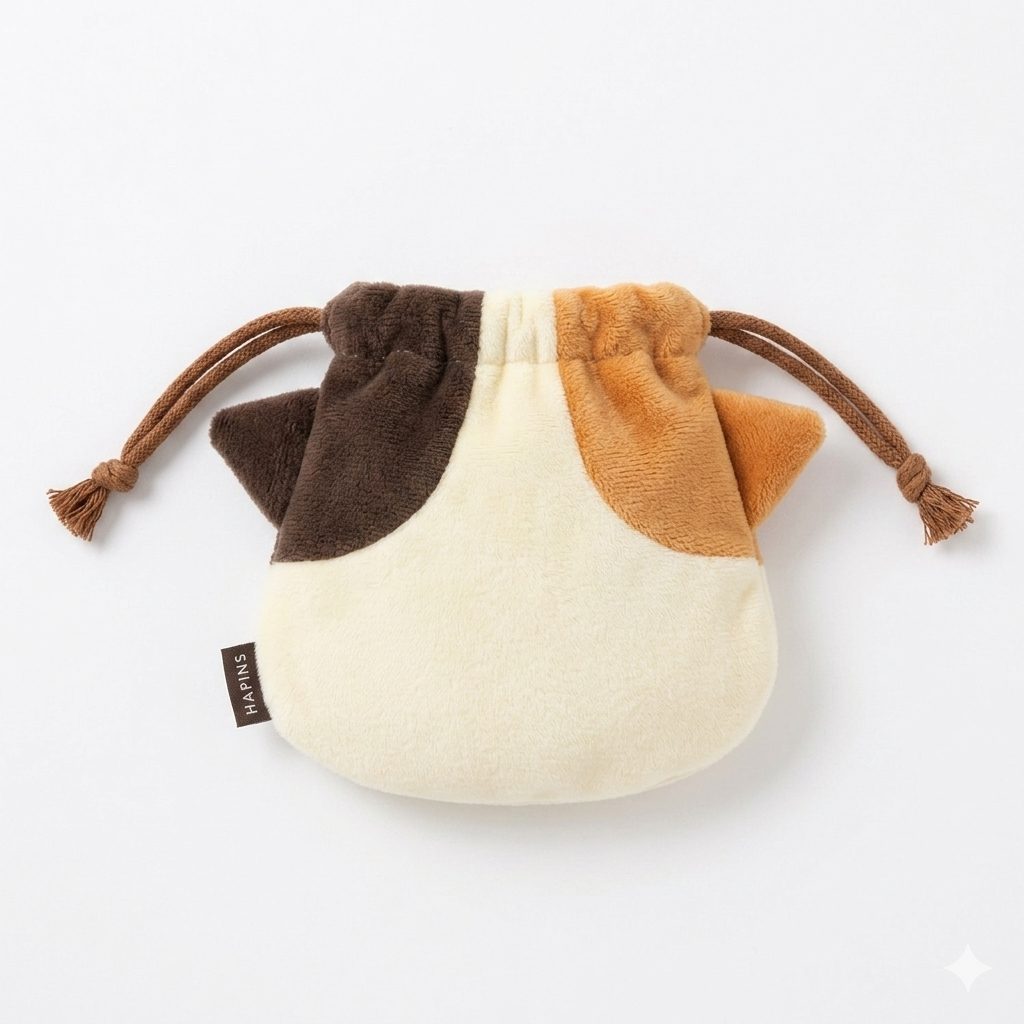 FFN Cat Head Drawstring Storage Bag - Calico Cat