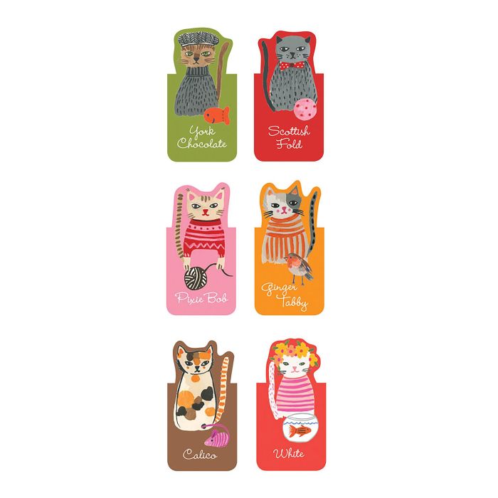 Galison Cool Cats Magnetic Bookmarks 6pcs Set Multi-Coloured 4x0.01x5.5cm