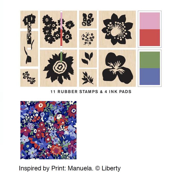 Galison Liberty Rubber Stamp Set Multi-Coloured 23x9x3cm