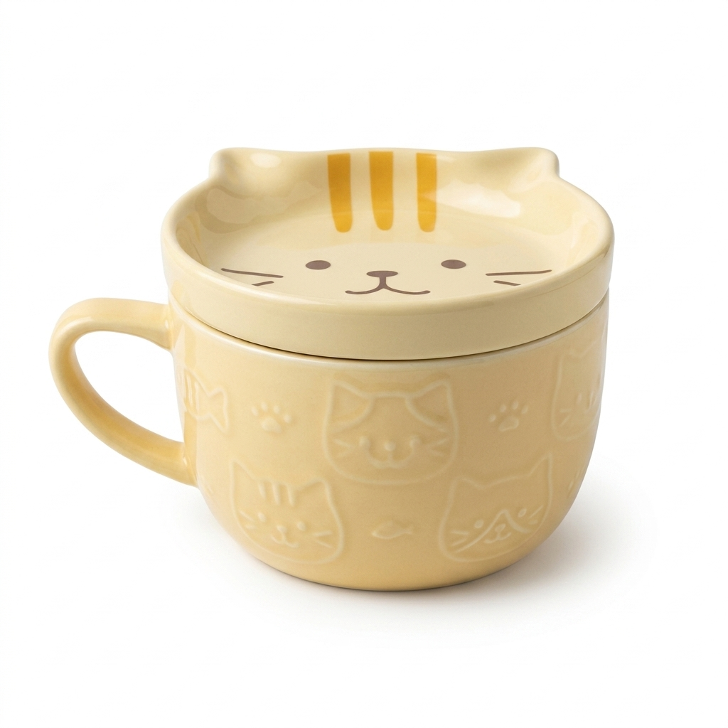 FFN Cat-shaped Mug With A Lid - Ginger Cat