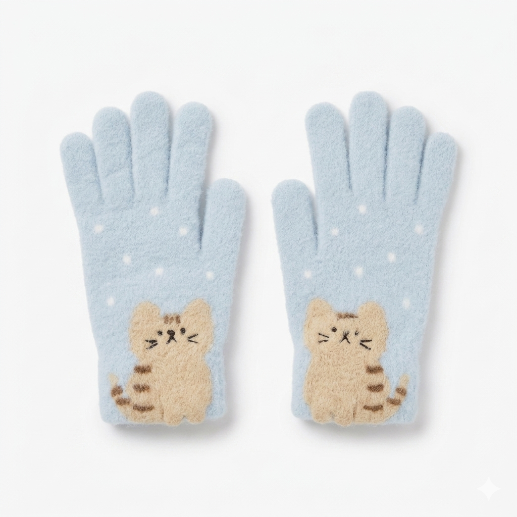 FFN Squatting Cat Gloves - Ginger Cat