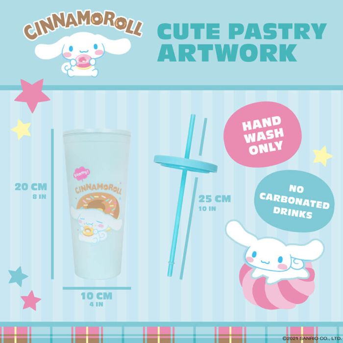 Hello Kitty and Friends Cinnamoroll Cup with Straw 28cm