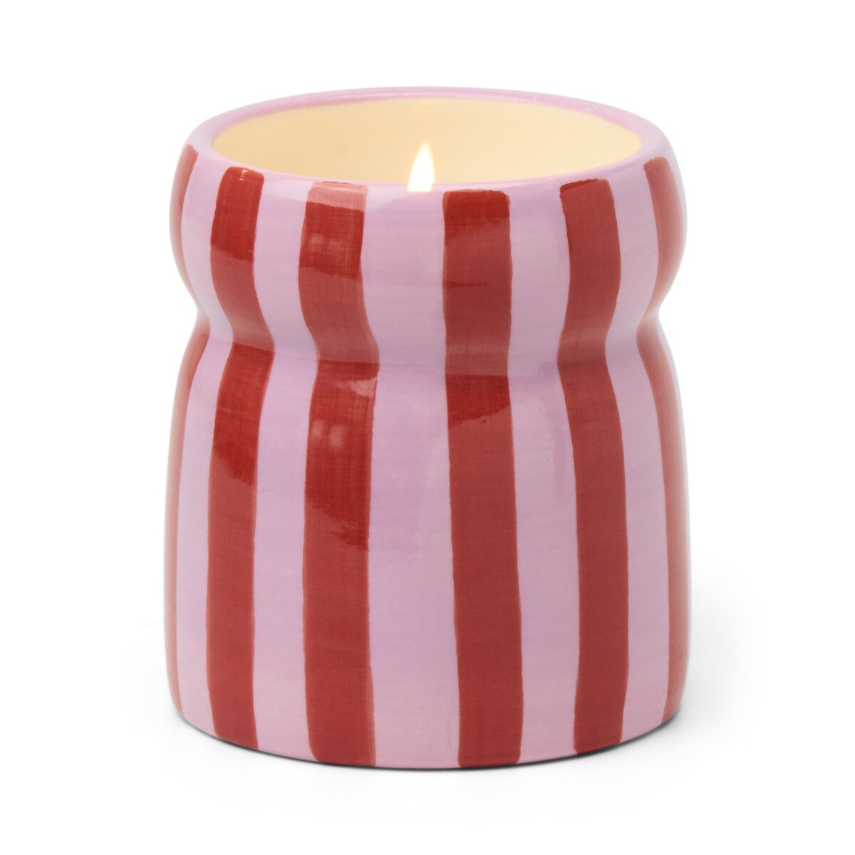 Designworks 6.5 Oz Red/Pink Striped Cabana With Lid & Hangtag - Winter Berry