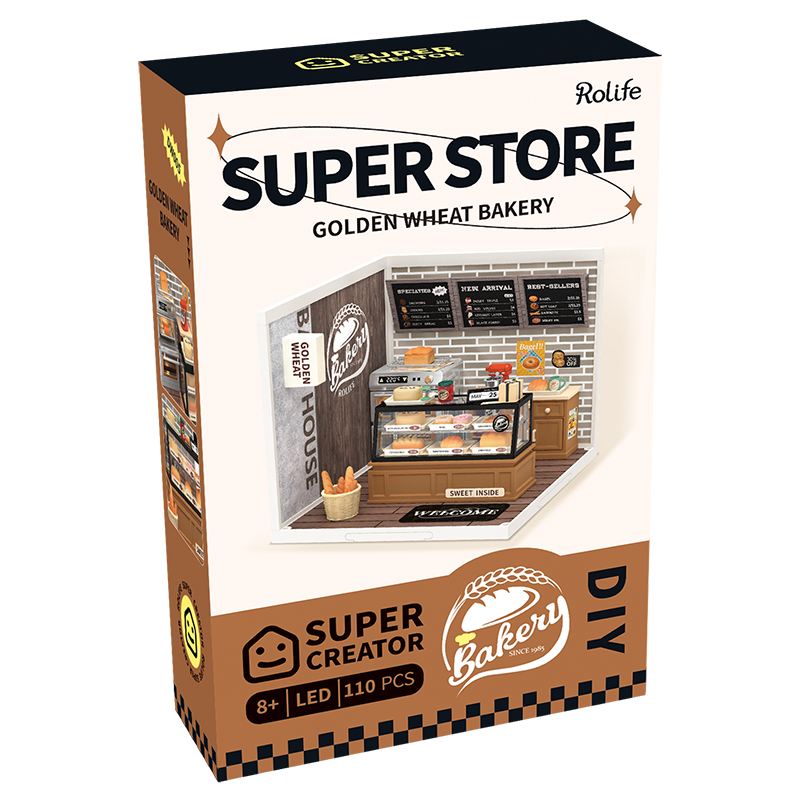 Robotime Rolife DIY Plastic Superstore Golden Wheat Bakery