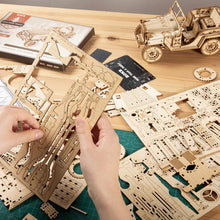 Load image into Gallery viewer, Robotime 3D DIY Wooden Puzzle Mechanical Gear Army Field Car MC701