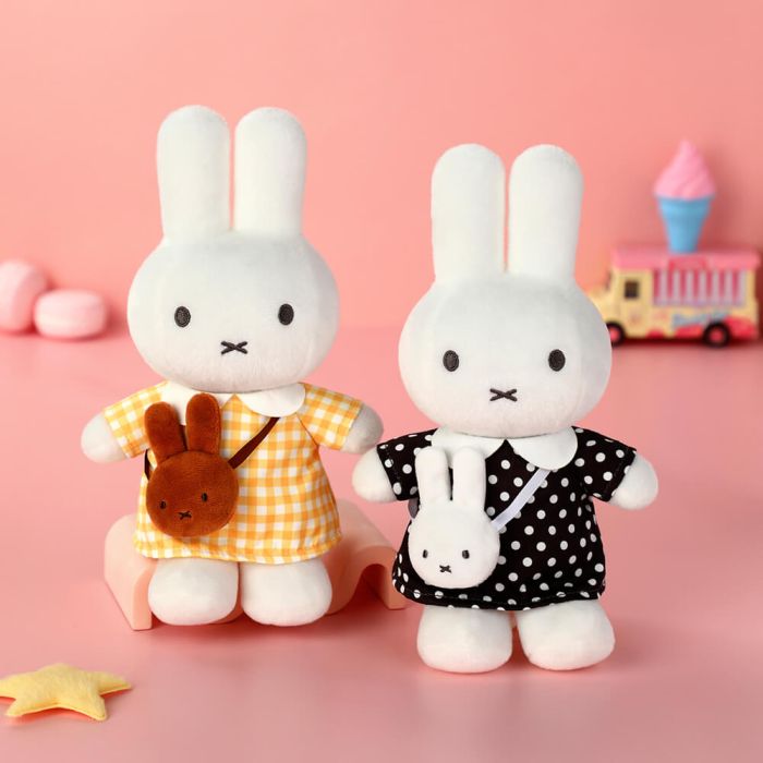 Miffy Plush Black Dot Dress with Miffy Bag 20cm