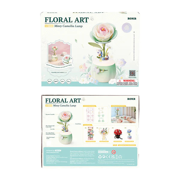 Robotime ROKR Minty Camellia Lamp DIY 3D Flower Night Light