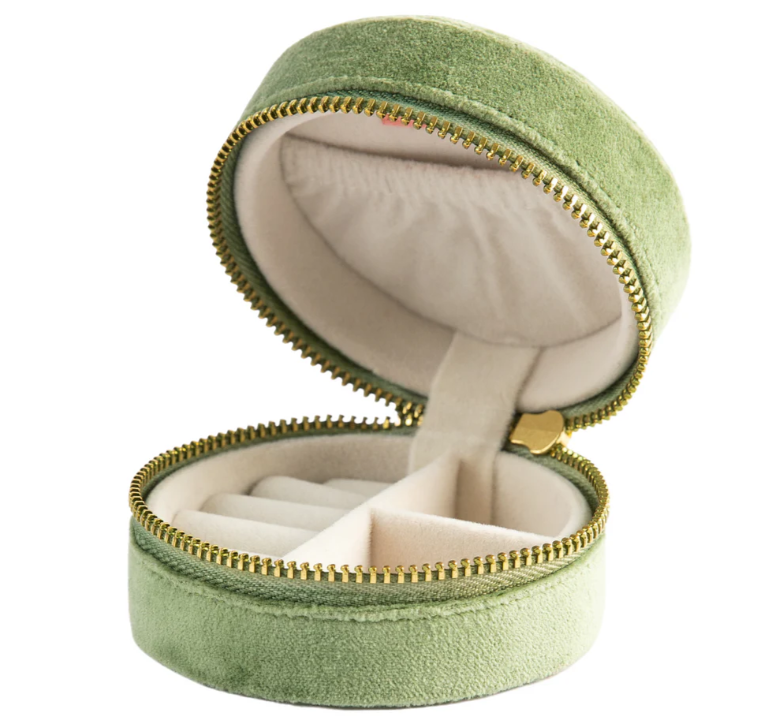 Powder Design Round Velvet Jewellery Box - Toadstools