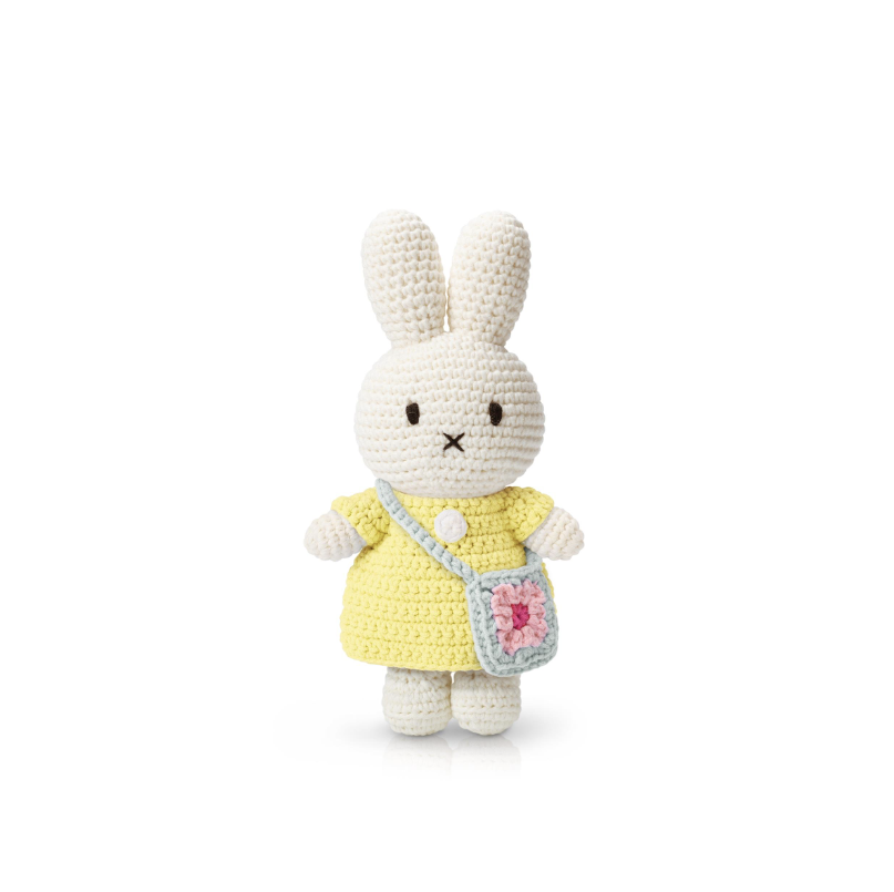 Miffy Handmade and her Pastel Yellow Dress and Flowerbag 25cm
