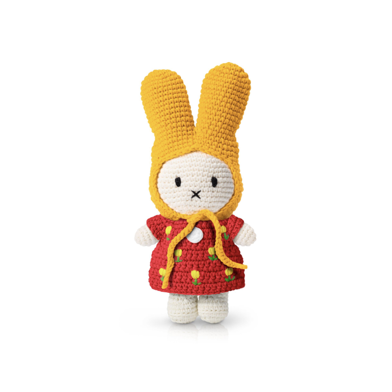 Miffy Handmade and her Red Tulip Dress and Yellow Hat 25cm
