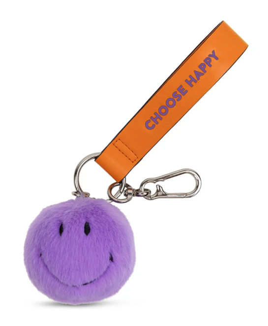 Smiley ECO Fuzzy Bag Charm Dark Purple 7 cm