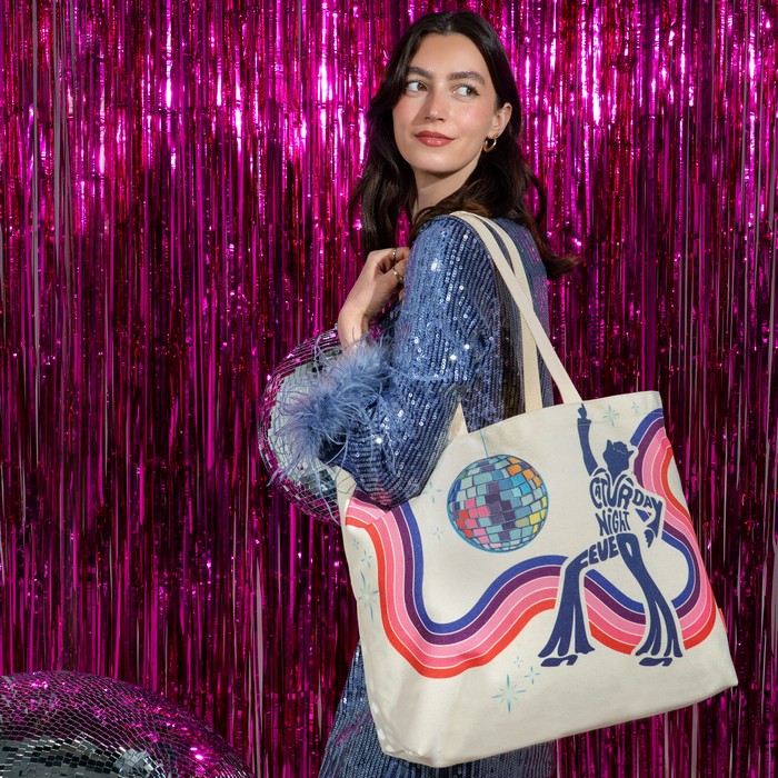 Vendula Kitty's Drive In Movie Caturday Night Fever Canvas Tote Bag