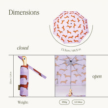 Load image into Gallery viewer, Original Duckhead Duck Umbrella Compact - Coucou Suzette Dachshund Purple 5x7x35cm