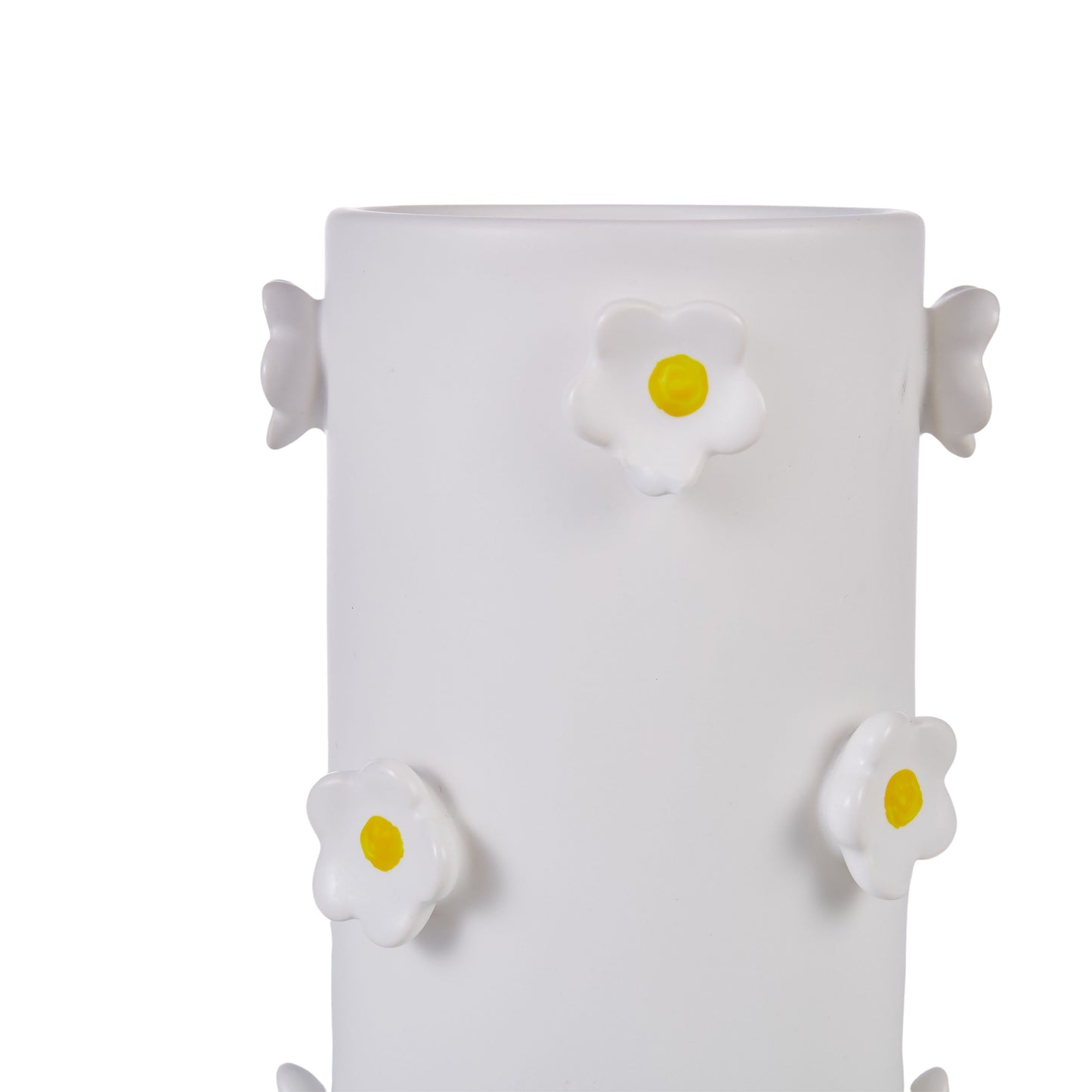 Emporium Daisy Vase White & Yellow 9.5x9.5x16cm