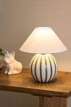 Load image into Gallery viewer, Emporium Arya Stripe Ceramic Table Lamp Green 25x25x28cm