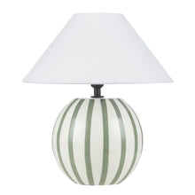 Load image into Gallery viewer, Emporium Arya Stripe Ceramic Table Lamp Green 25x25x28cm