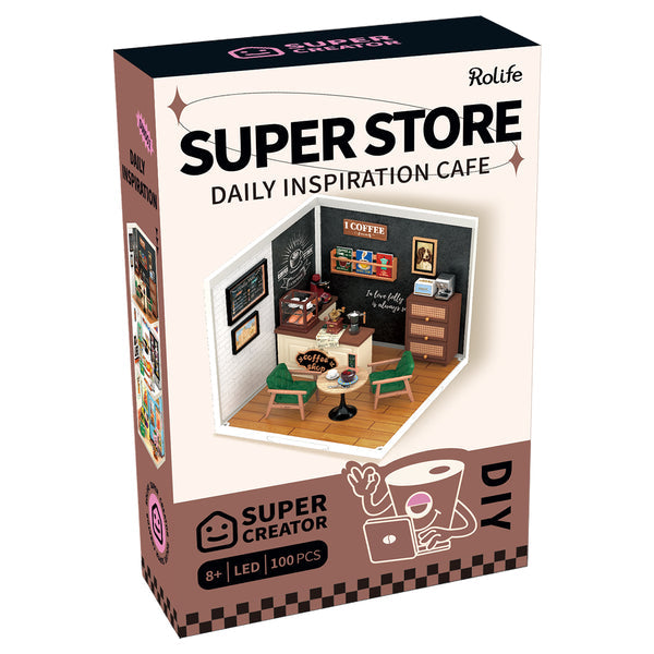 Robotime Rolife Super Creator Breezy Time Cafe DIY Miniature House Kit DW001B