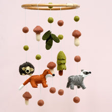 Load image into Gallery viewer, Tara Treasures - Nursery Cot Mobile Natural Woodlands