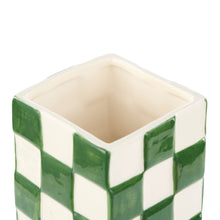 Load image into Gallery viewer, Emporium Lulu Collection Check Vase Square Green