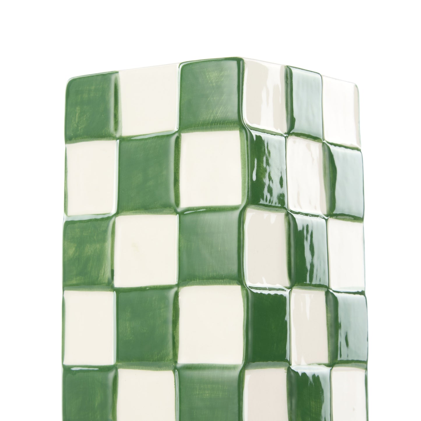 Emporium Lulu Collection Check Vase Square Green