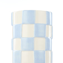 Load image into Gallery viewer, Emporium Lulu Collection Check Vase Round Blue