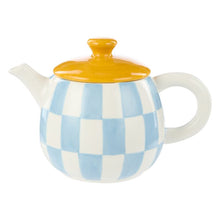 Load image into Gallery viewer, Emporium Check Teapot 700ml Blue & Orange