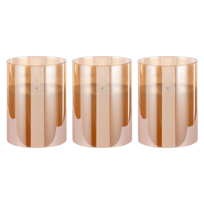 Rogue Glass Triflame Candle 3pcs Set Amber 8x8x10cm