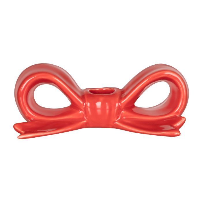 Emporium Saylor Bow Candle Holder Red 14.5x8x5.3cm