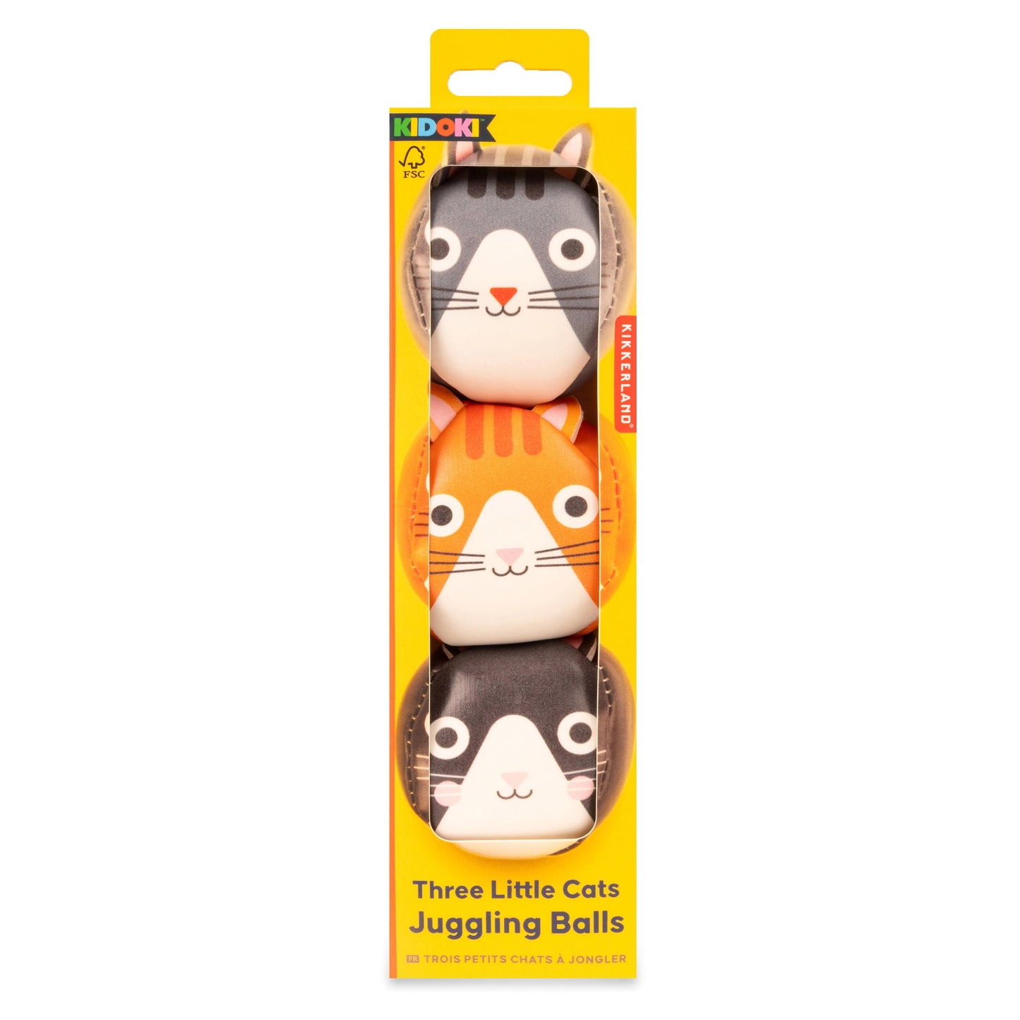 Kikkerland Kidoki Three Cats Juggling Balls Multi-Coloured 6.25x6.5cm