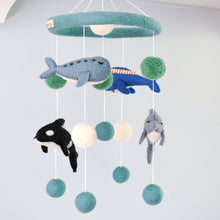 Load image into Gallery viewer, Tara Treasures - Nursery Cot Mobile - Ocean Marine Mammals