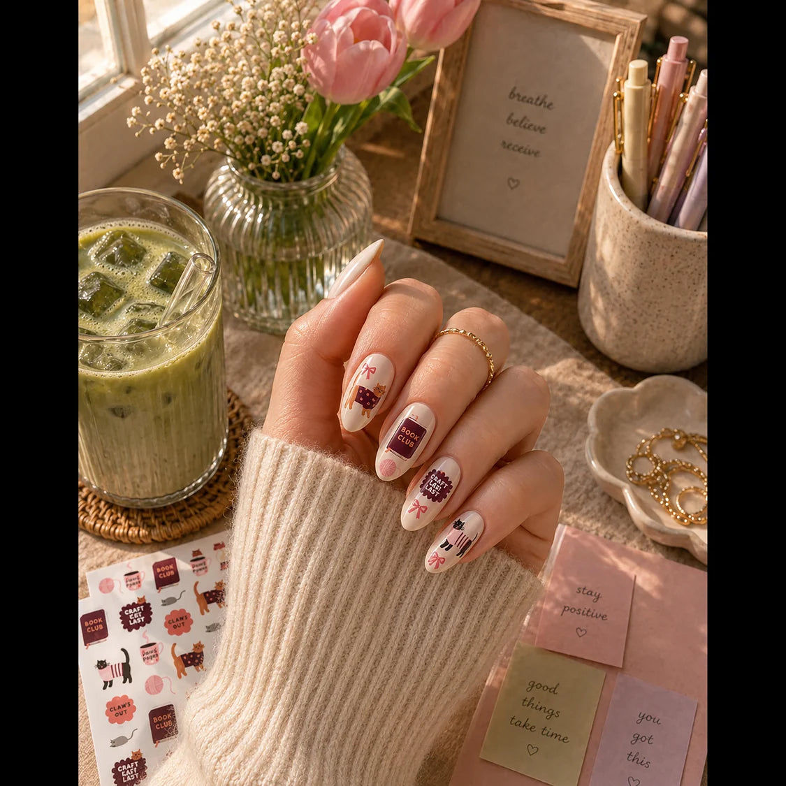 NPW Nail Stickers - Cat Multi-Coloured