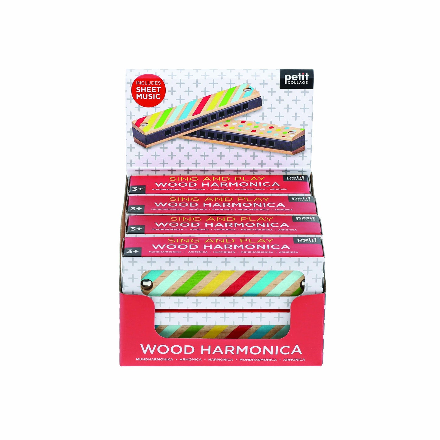 Petit Collage Sing & Play Wood Harmonica (10Disp) Multi-Coloured 2.5x12.7x2.5cm