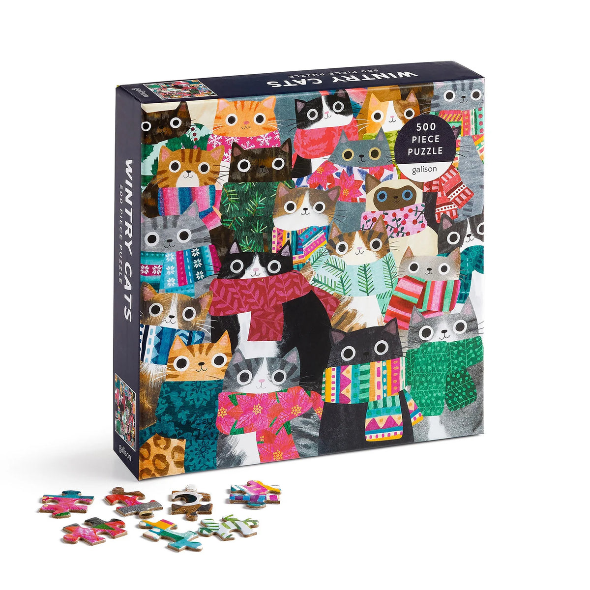 Galison Wintry Cats Puzzle 500pcs Multi-Coloured