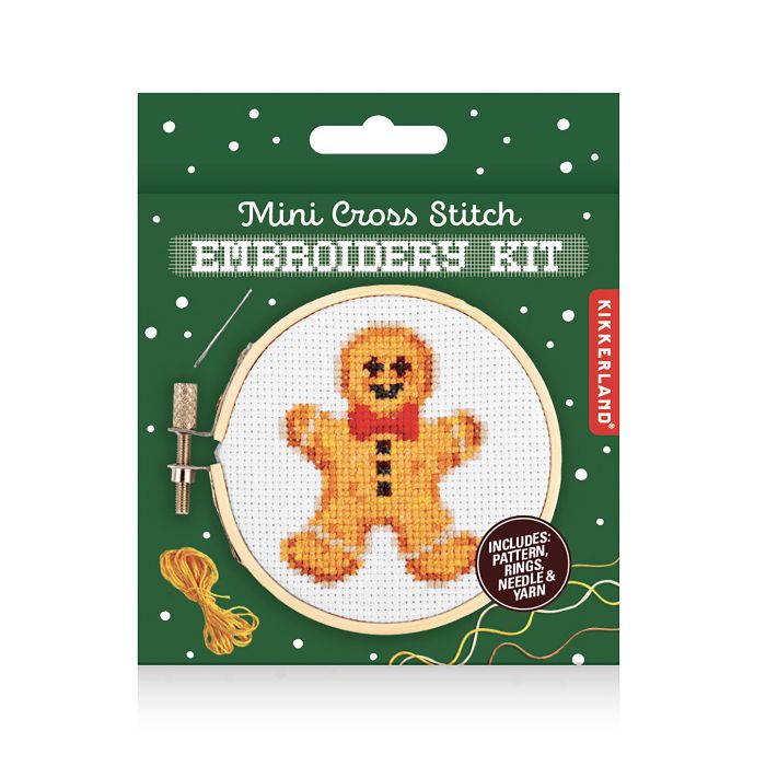 Kikkerland Mini Cross Stitch Kit Gingerbread 9x1.5x10cm