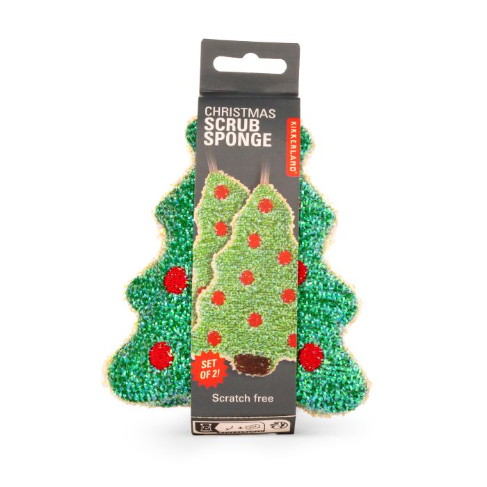 Kikkerland Christmas Tree Scrub Sponge 2pcs Set 10x4x14cm