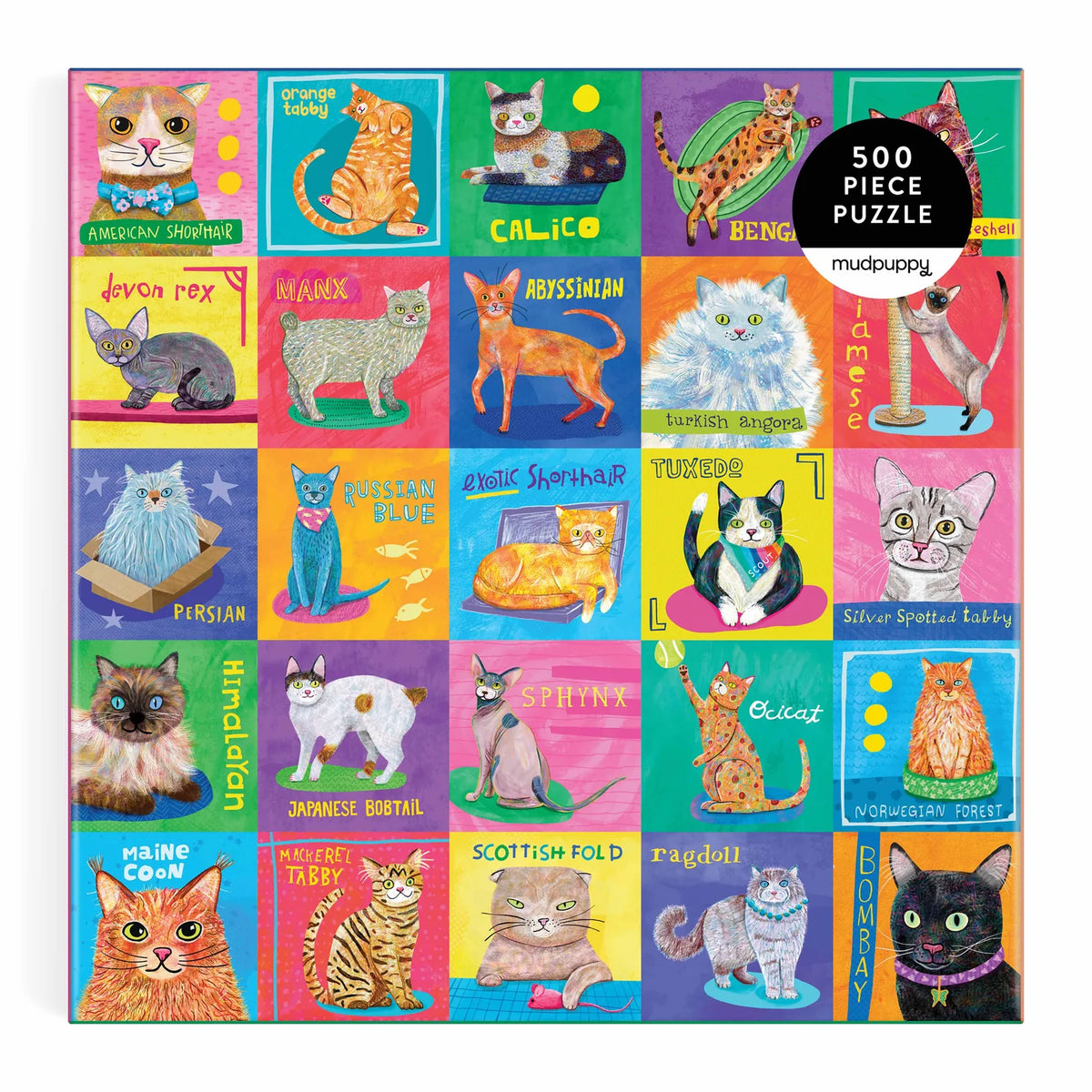 Mudpuppy Purr-fect Portraits Family Puzzle-500pc Multi-Coloured
