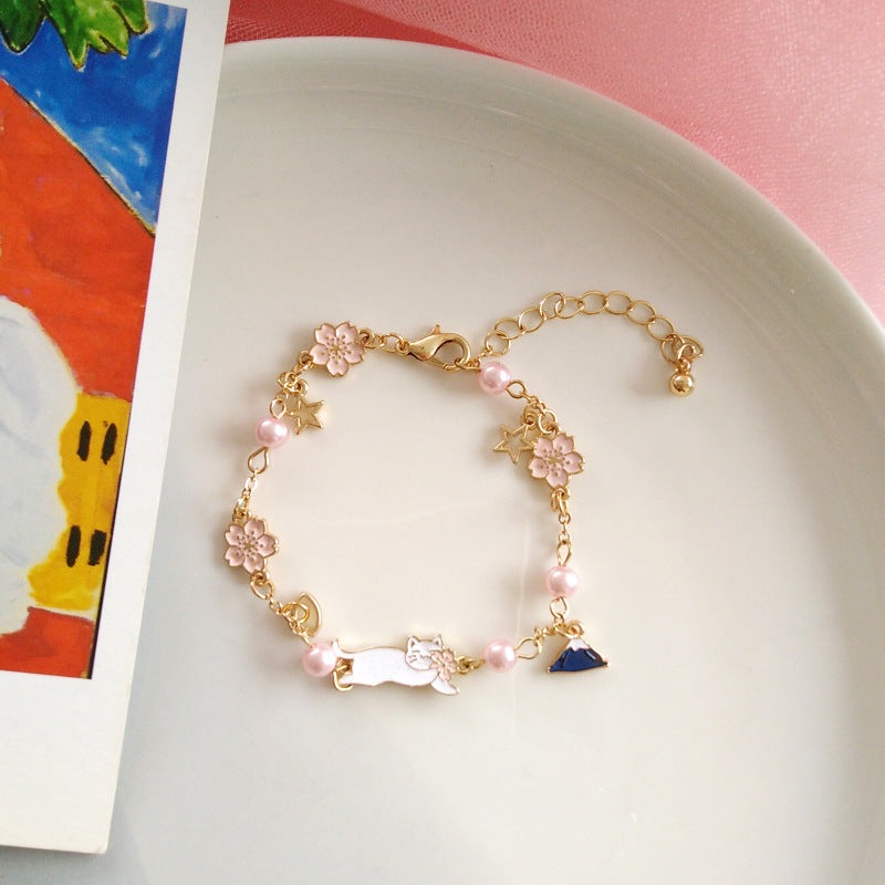 Luninana Bracelet - White Sakura Cat Bracelet YBY004