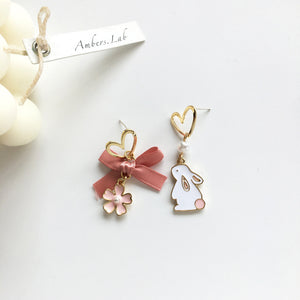 Luninana Earrings -  The Ribbon Sakura Rabbit Earrings YBY014