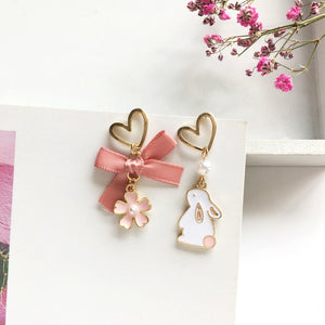 Luninana Earrings -  The Ribbon Sakura Rabbit Earrings YBY014