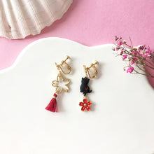 Load image into Gallery viewer, Luninana Clip-on Earrings - The Black Sakura Cat YBY012