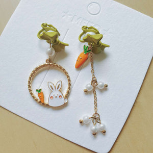 Luninana Clip-on Earrings - Easter Bunny with Carrot Earrings YBY044