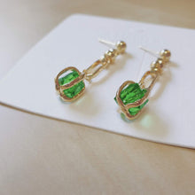 Load image into Gallery viewer, Luninana Earrings - Golden Green Crystal Earrings YX018
