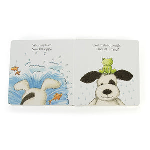 Jellycat Book Puppy Makes Mischief (Bashful Black & Cream Puppy) 19cm