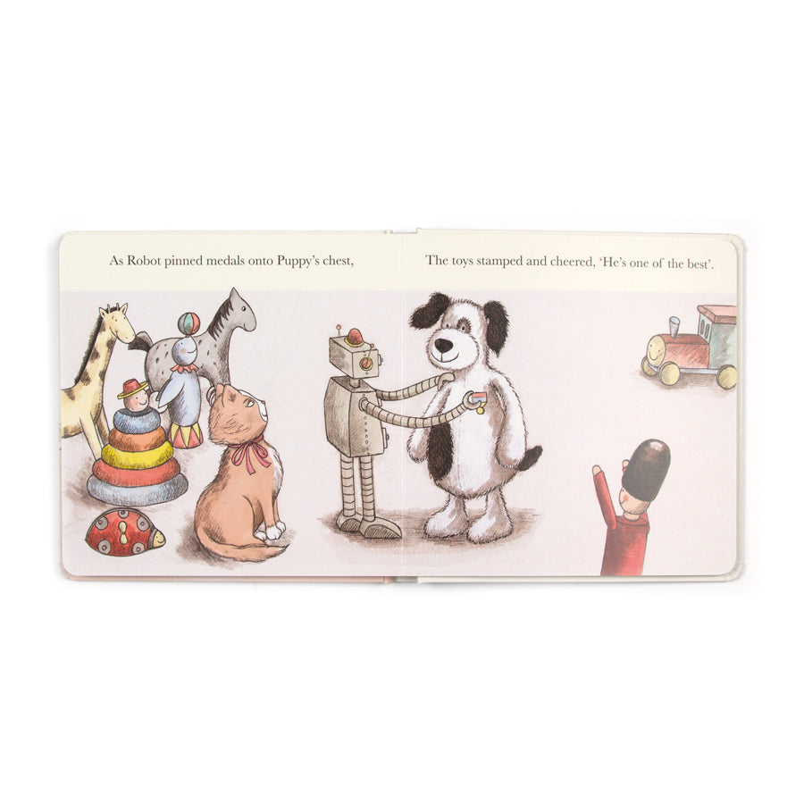 Jellycat Book The Scruffy Puppy (Bashful Black & Cream Puppy) 18cm