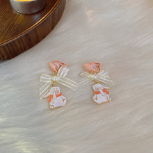 Load image into Gallery viewer, Luninana Clip-on Earrings - White Bunny With Scarf Earrings YBY091